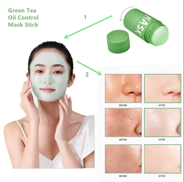 Green Mask Stick  Face Mask Stick Oil Control Moisturizing Cleaning Mask Acne Treatment Blackhead Remove Pores Purifying - Image 4