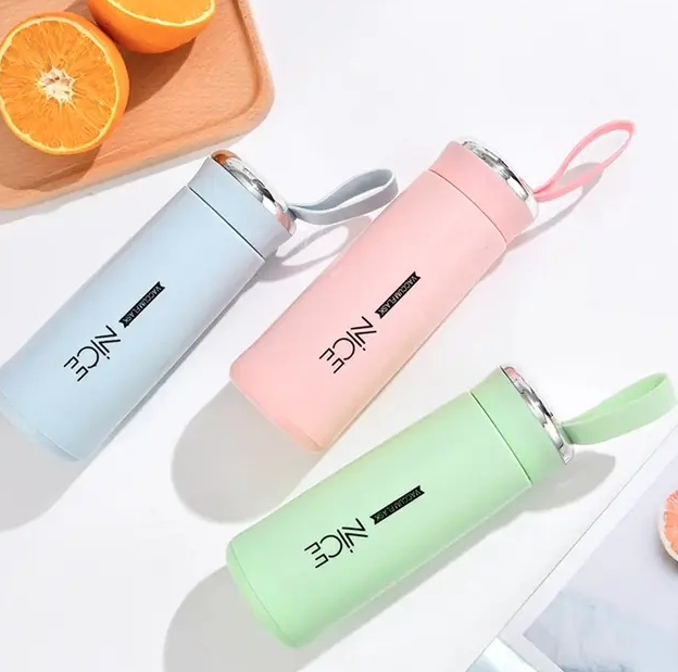 Nice Water Bottle Glass Vacuum Nice Flask with Loop: Temperature Resistant for Hot & Cold Water, Juice, Smoothie 400ml - Image 3