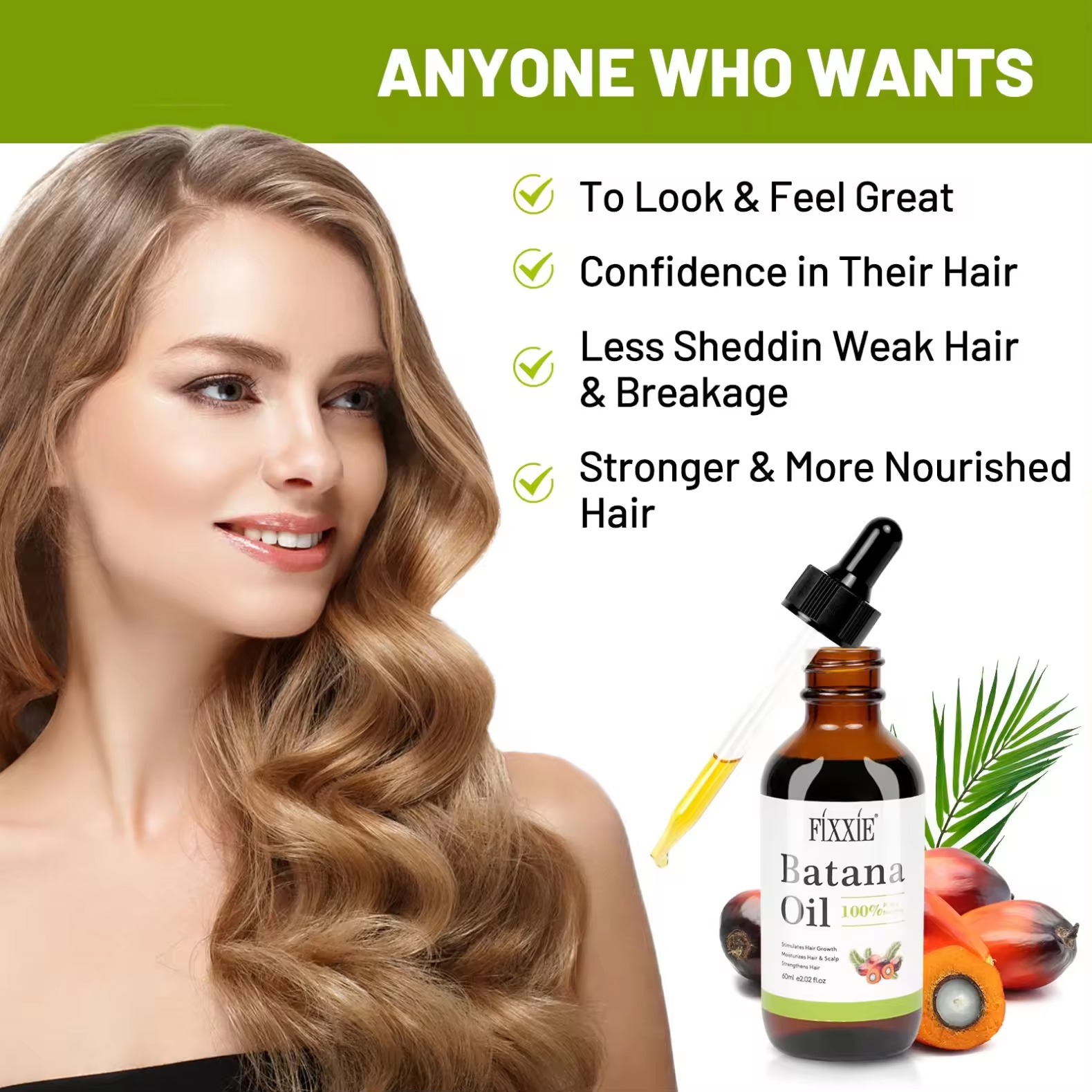 FIXXIE Batana Oil for Hair Growth - 60ml, 100% Pure & Natural Batana Hair Oil from Honduras, Designed to Prevent Hair Loss, Suitable for Men & Women, Promotes Thicker & Stronger Hair. - Image 2