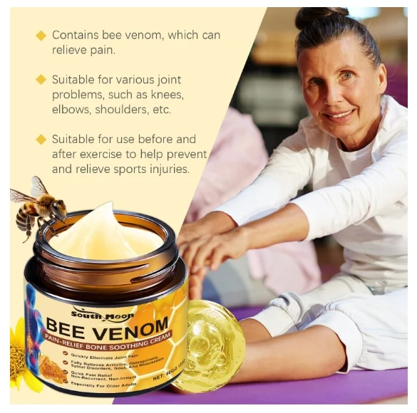 South Moon Bee Venom Cream - Instant Ultra Strong Pain Therapy, Atheros Bee Veins Advanced Joint and Bone Therapy Ointment, 60g. - Image 2
