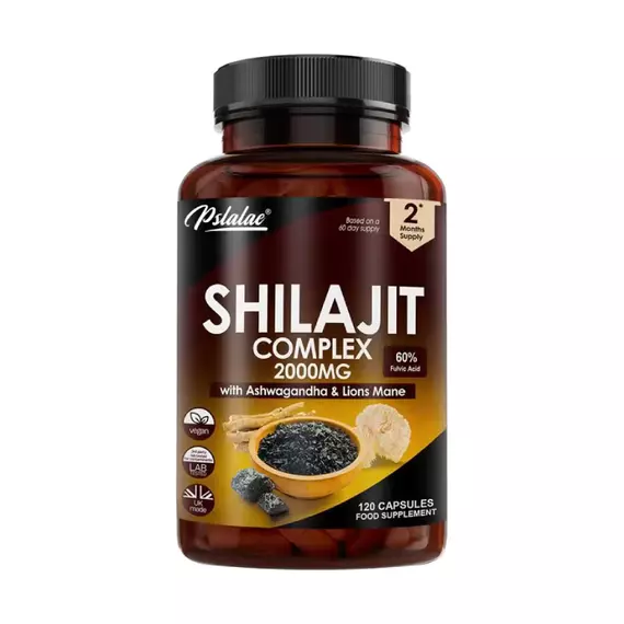 Shilajit Complex 2000mg – With Ashwagandha & Lions Mane, 120 Capsules for Energy & Vitality