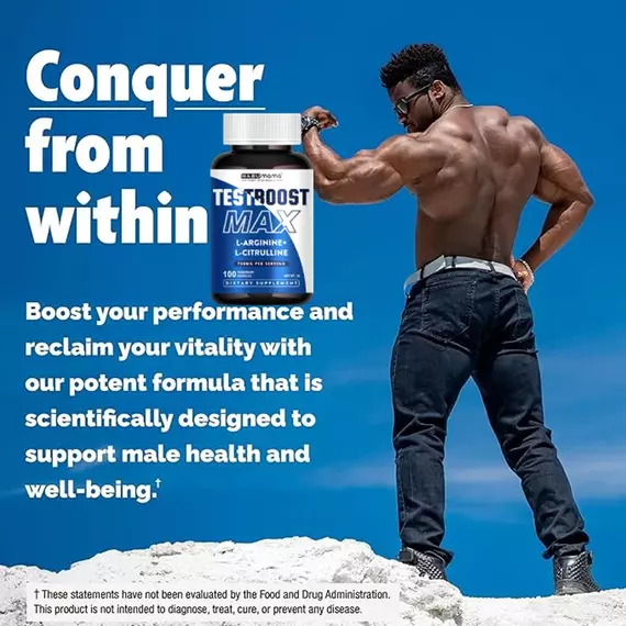TestBoost Max – L-Arginine + L-Citrulline 750mg Natural Performance & Energy Supplement - Image 2