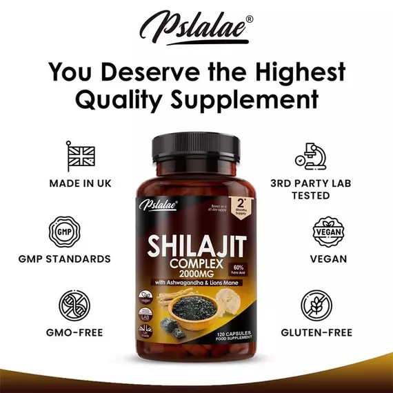 Shilajit Complex 2000mg – With Ashwagandha & Lions Mane, 120 Capsules for Energy & Vitality - Image 4