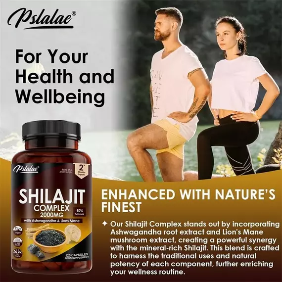 Shilajit Complex 2000mg – With Ashwagandha & Lions Mane, 120 Capsules for Energy & Vitality - Image 2