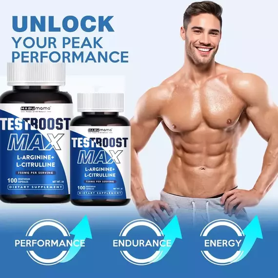 TestBoost Max – L-Arginine + L-Citrulline 750mg Natural Performance & Energy Supplement - Image 4